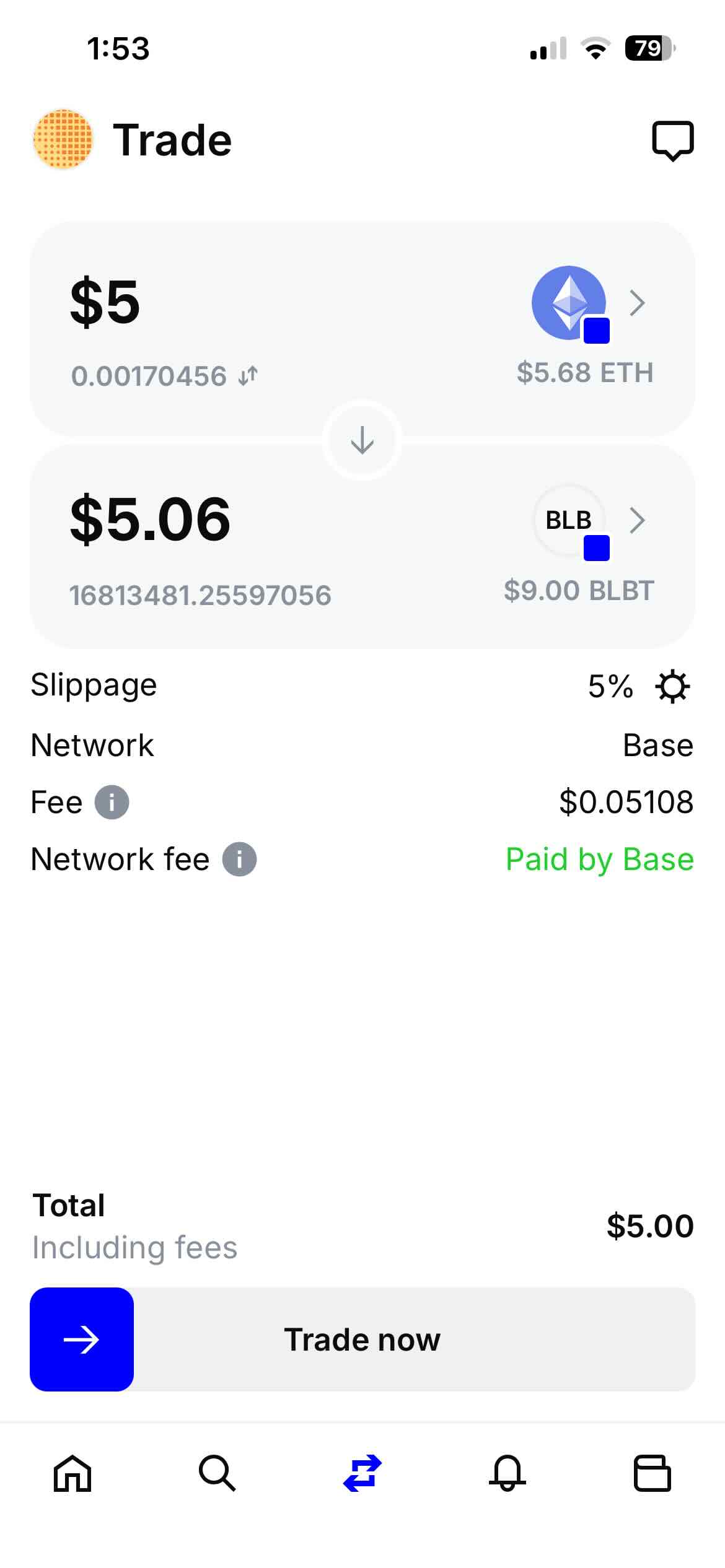 ETH to Bloopbert (BLBT)